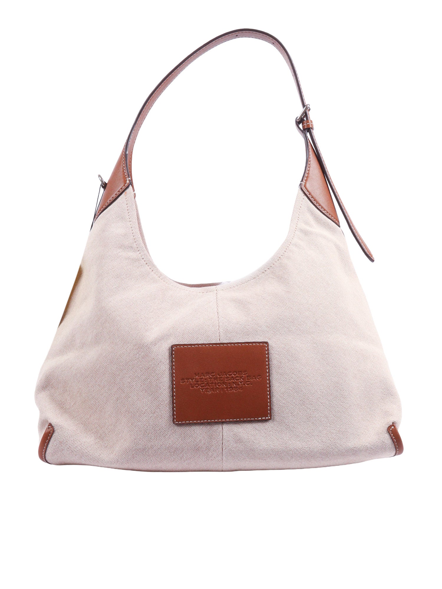 The Belted Sack Beige Cotton Polyester Shoulder Bag