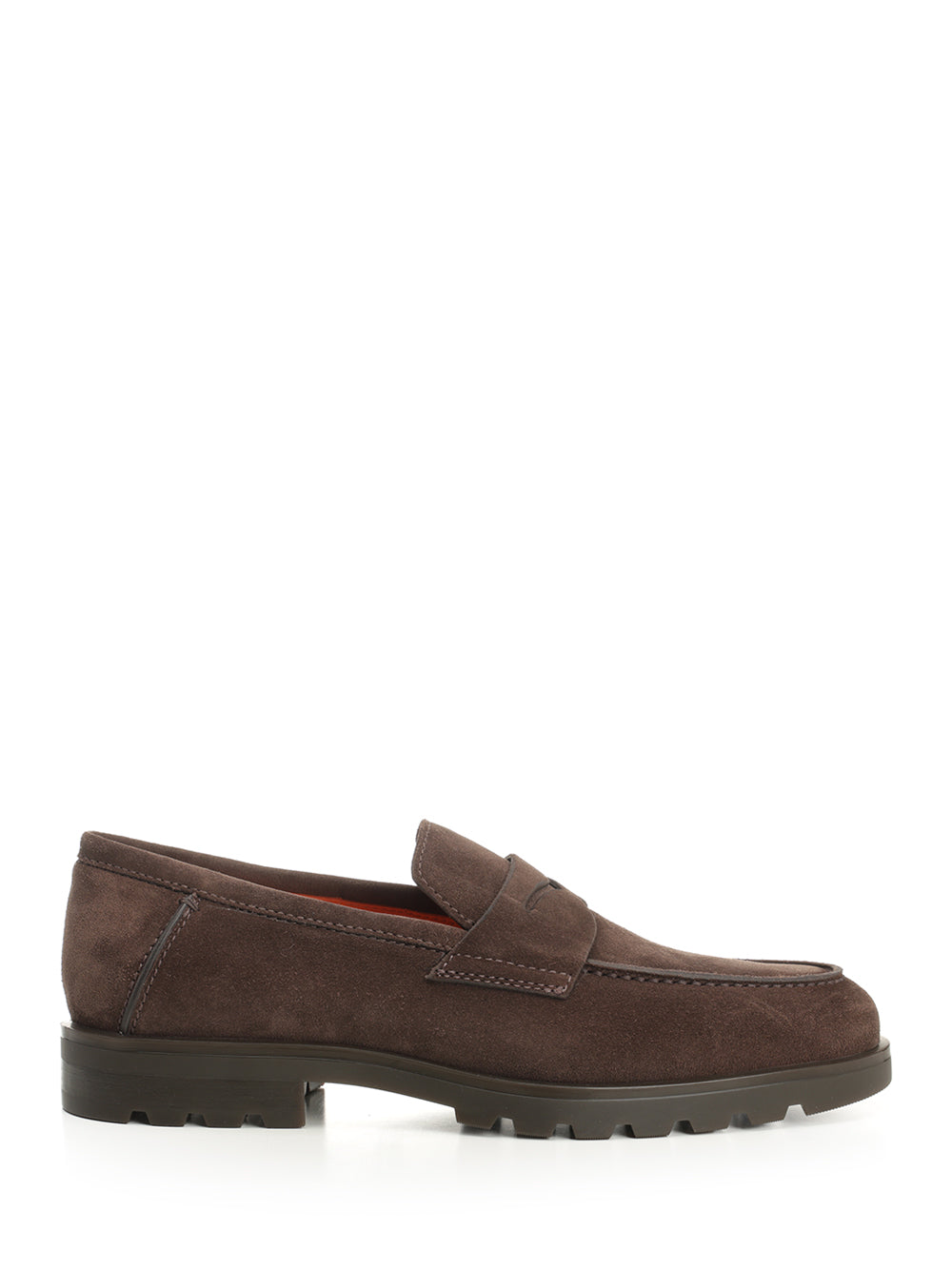 Suede moccasin with rubber sole Brown Calf Goat Lamb Loafers