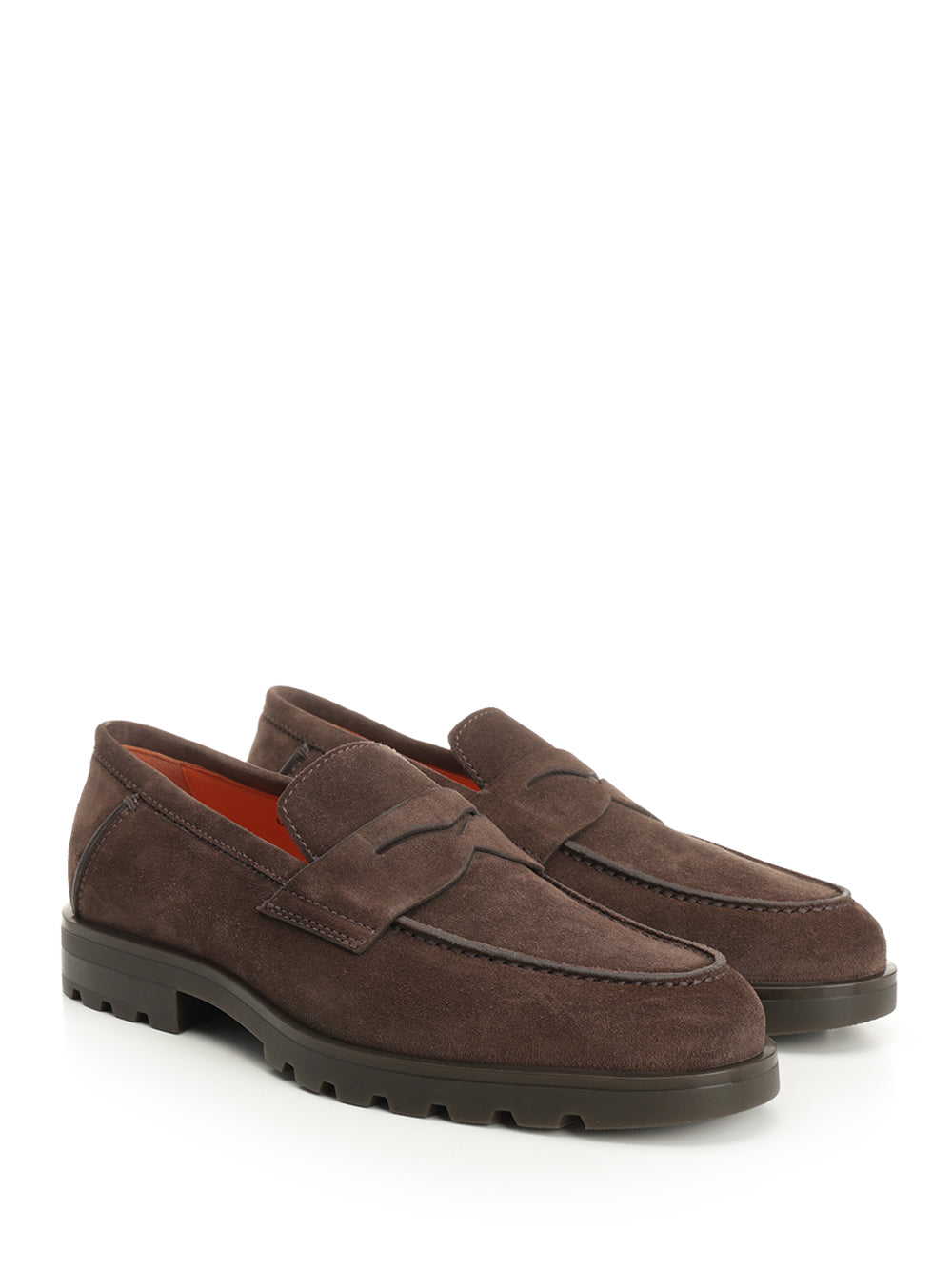 Suede moccasin with rubber sole Brown Calf Goat Lamb Loafers