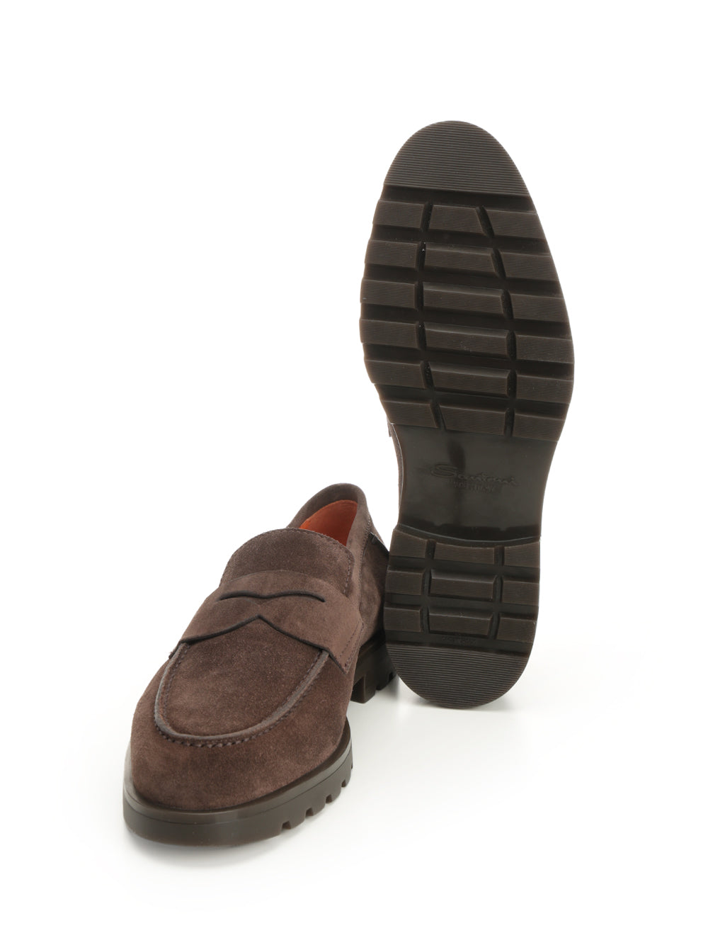 Suede moccasin with rubber sole Brown Calf Goat Lamb Loafers