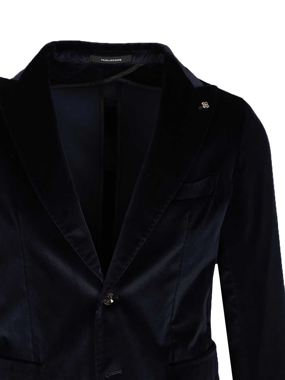 Smooth Velvet Jacket Blue Cotton Elastan Stretch