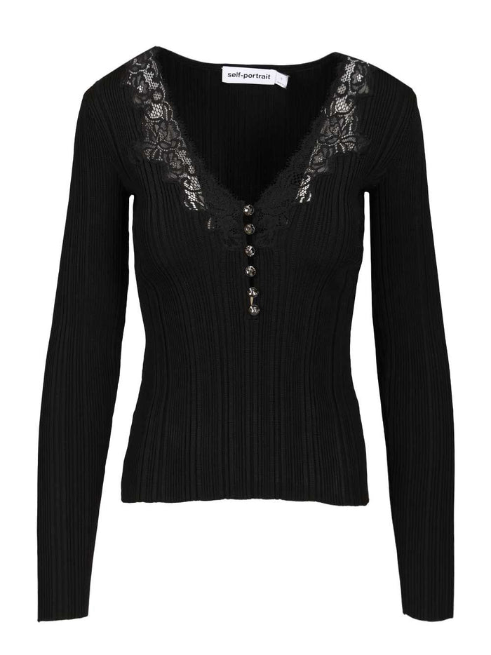 Knitted top with lace Black Main: Vis Pes Pa Ea : Tops