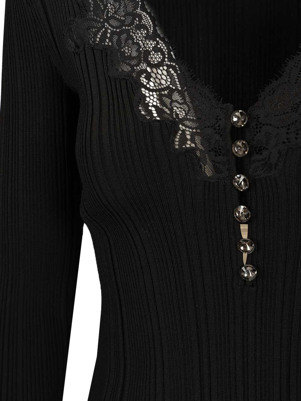 Knitted top with lace Black Main: Vis Pes Pa Ea : Tops