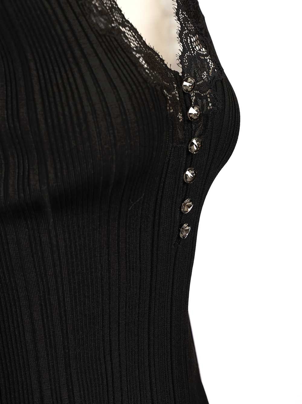Knitted top with lace Black Main: Vis Pes Pa Ea : Tops
