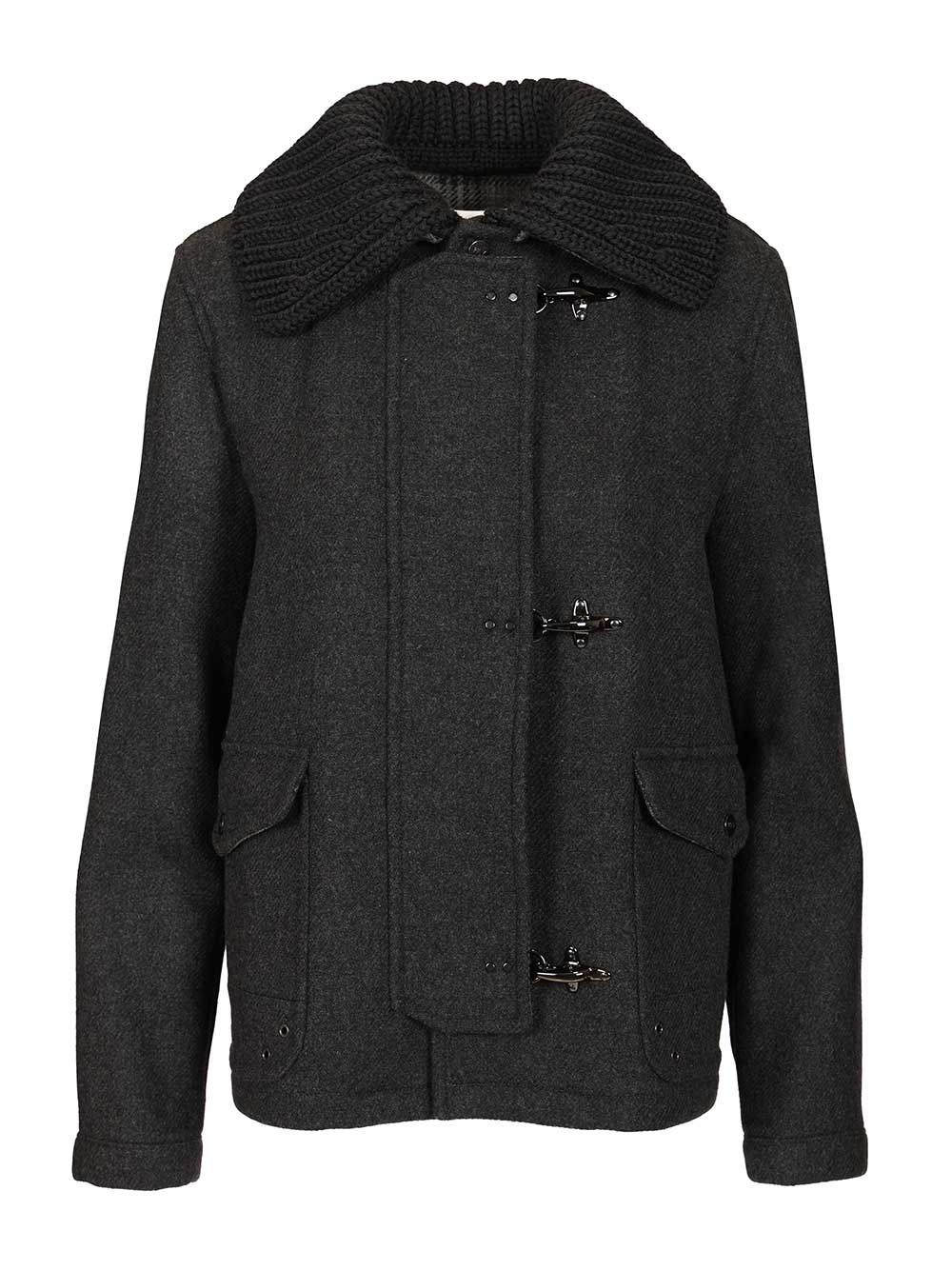 3-Hook Wool Jacket Grey Coat