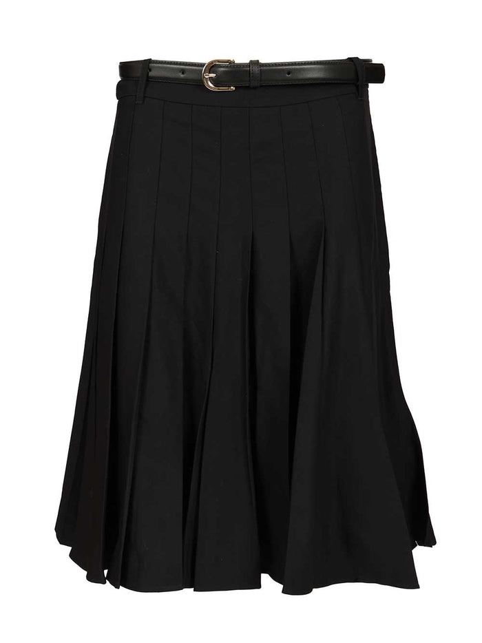Pleated twill midi skirt Black Main :pes Vis