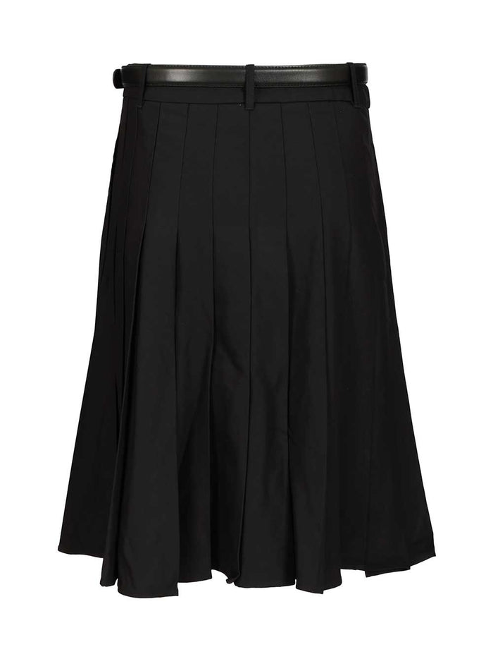 Pleated twill midi skirt Black Main :pes Vis