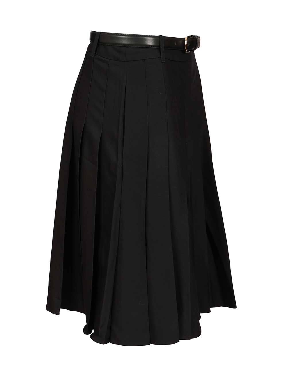 Pleated twill midi skirt Black Main :pes Vis