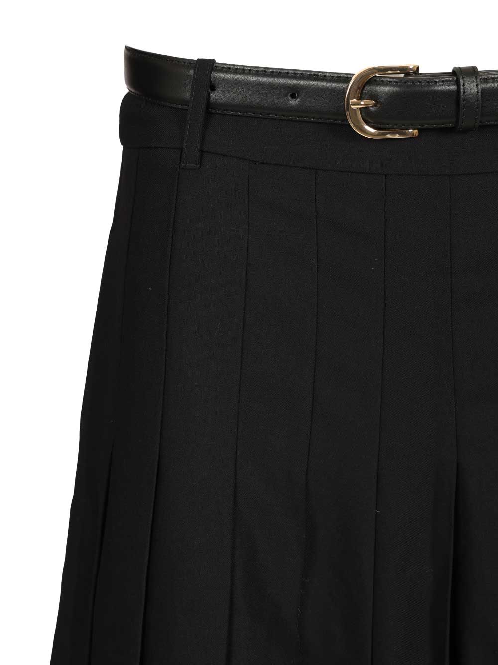 Pleated twill midi skirt Black Main :pes Vis