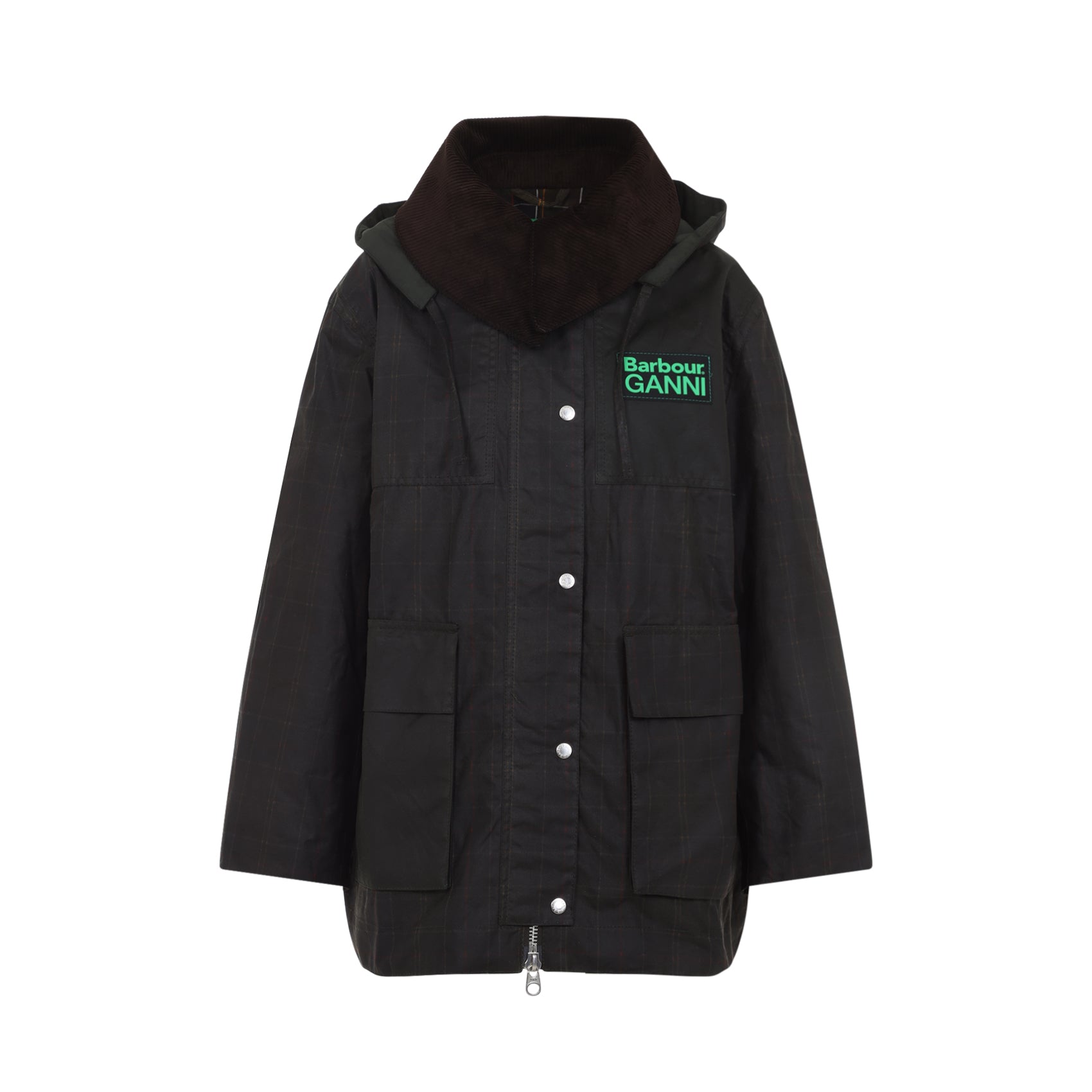 Hood Ttn Duffle Wax Jacket Green Waxed Cotton Polyester