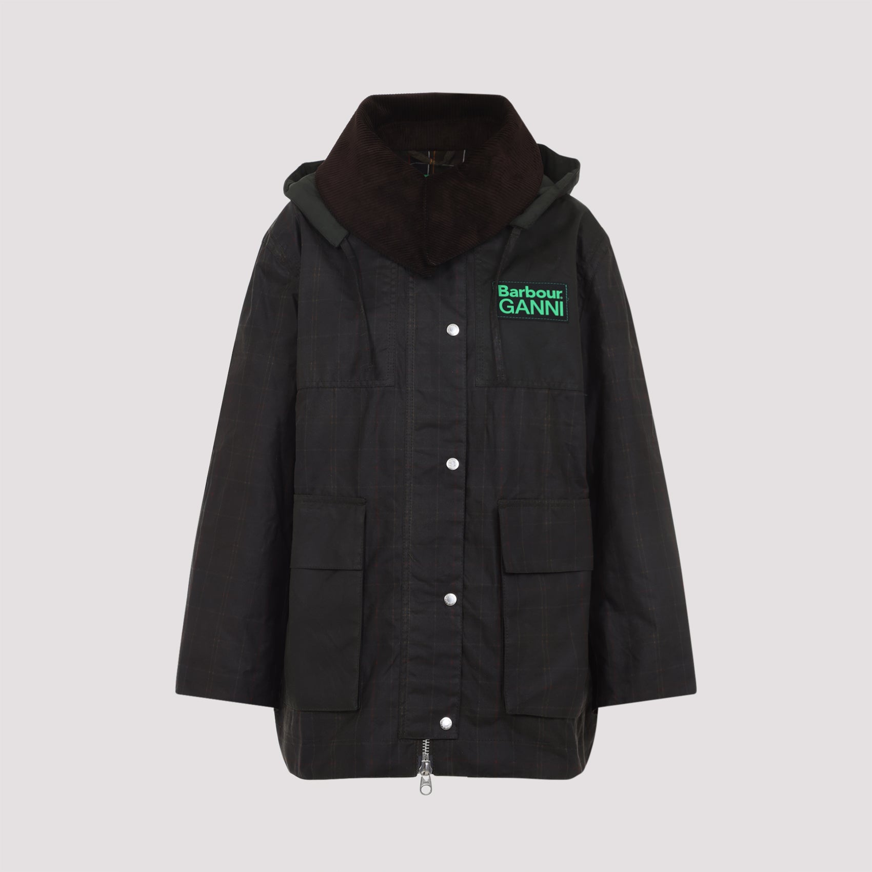 Hood Ttn Duffle Wax Jacket Green Waxed Cotton Polyester