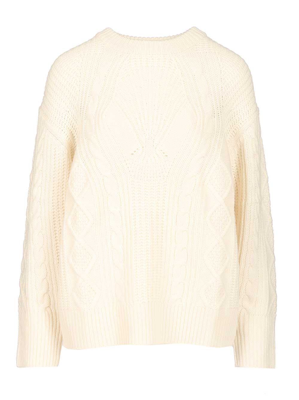 Silva cable knit sweater White Wool Cashmere Knitwear