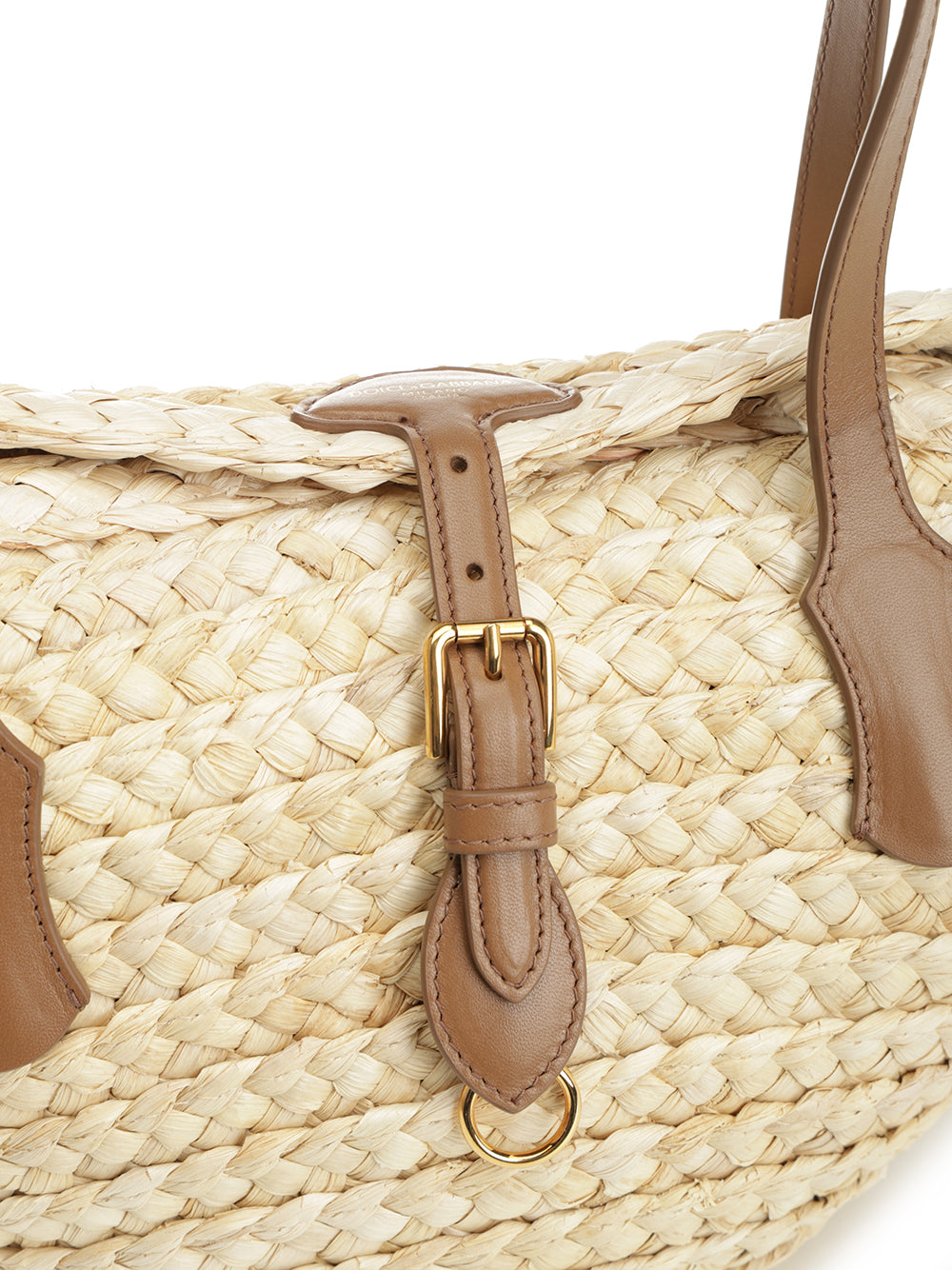 Capri straw bag Beige Corn Leather Shoulder