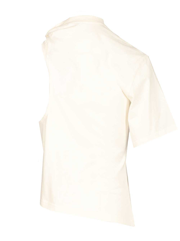 Asymmetrical T-shirt White Cotton