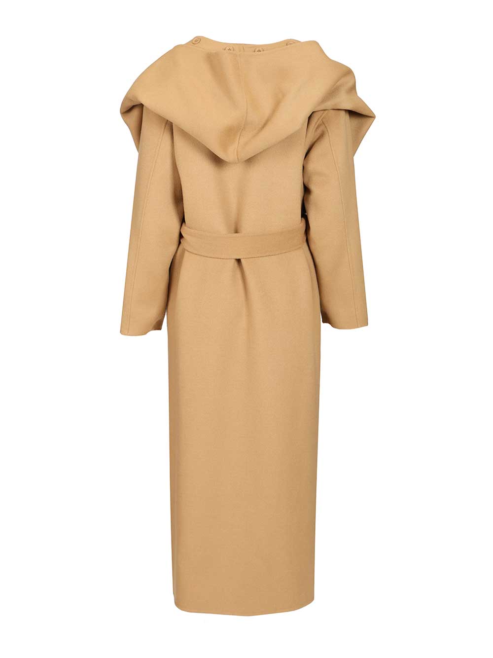 Wool Coat With Scarf Beige