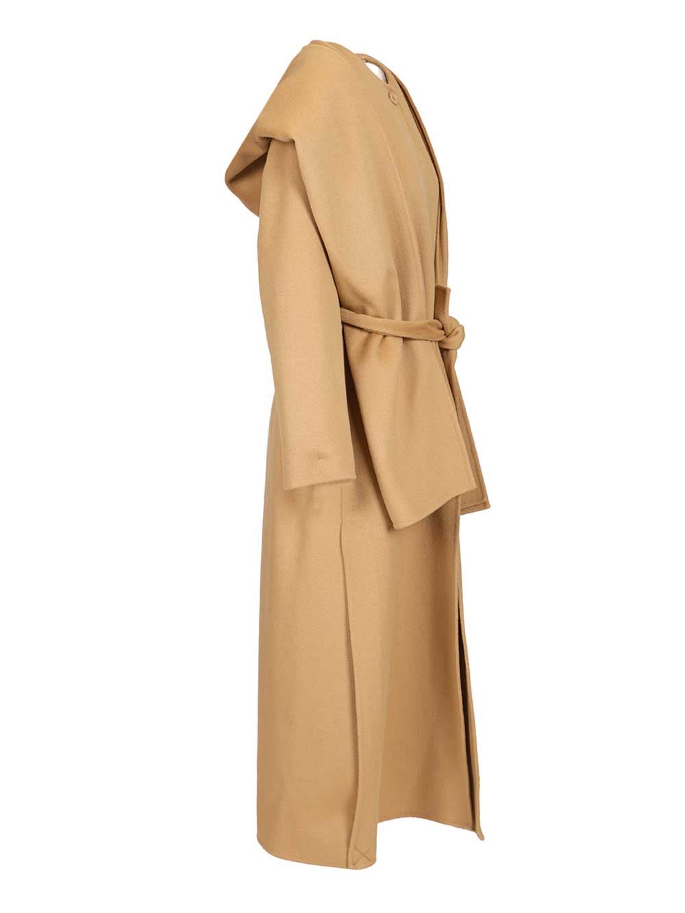 Wool Coat With Scarf Beige