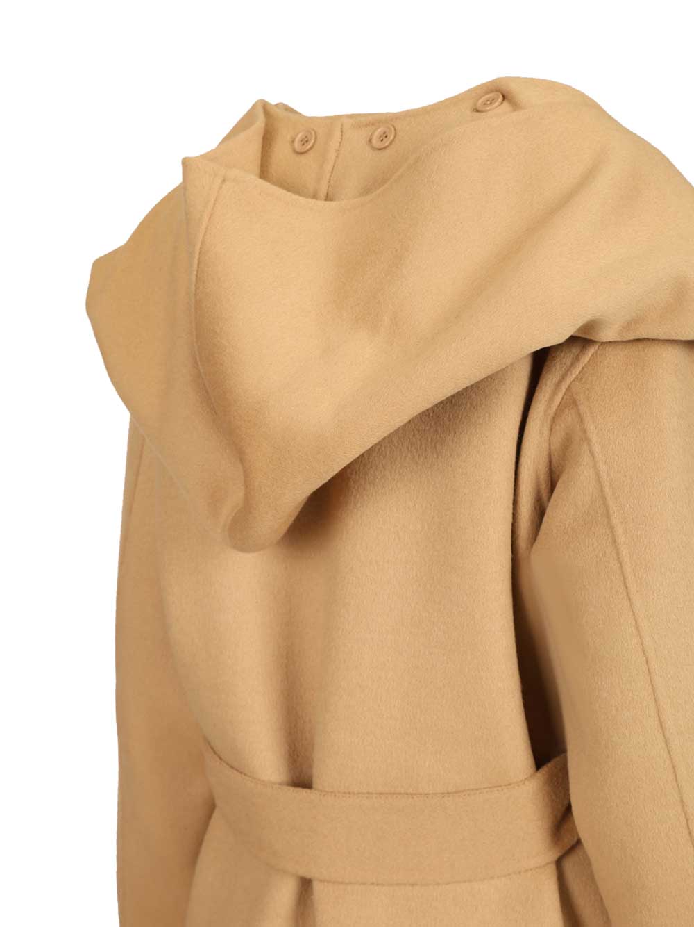 Wool Coat With Scarf Beige