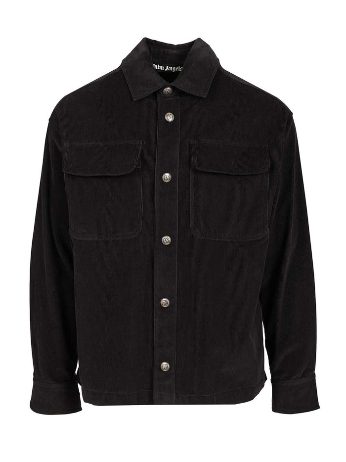 Corduroy Shirt Jacket Grey Cotton