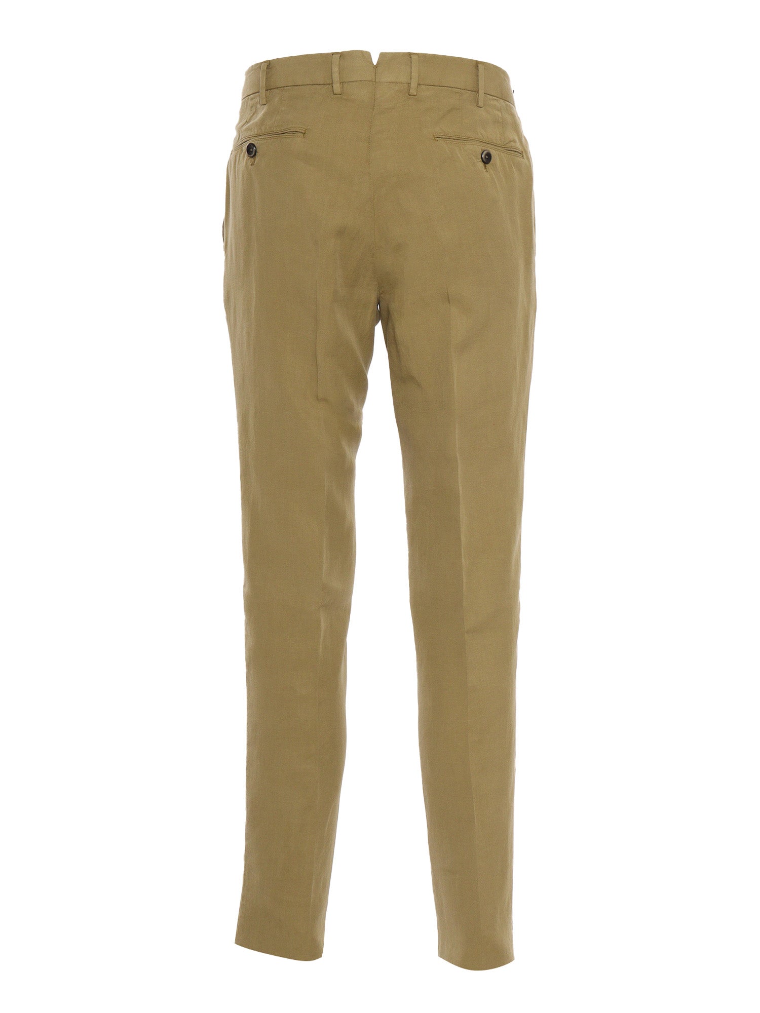 Kaki slim trousers Green Lyocell Linen Cotton Pant