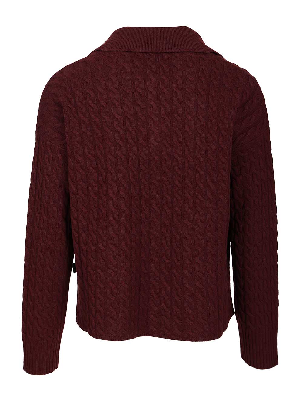 Cable-knit polo shirt Bordeaux Laine(ovis Aries) Cachemire Knitwear