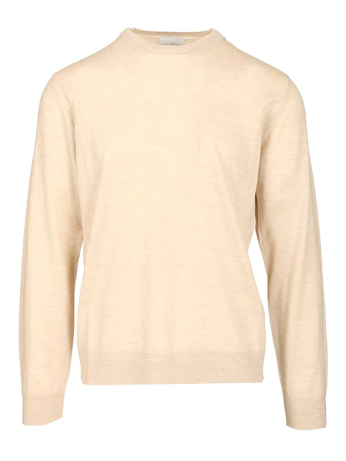Crew Neck Sweater White Wo Plain