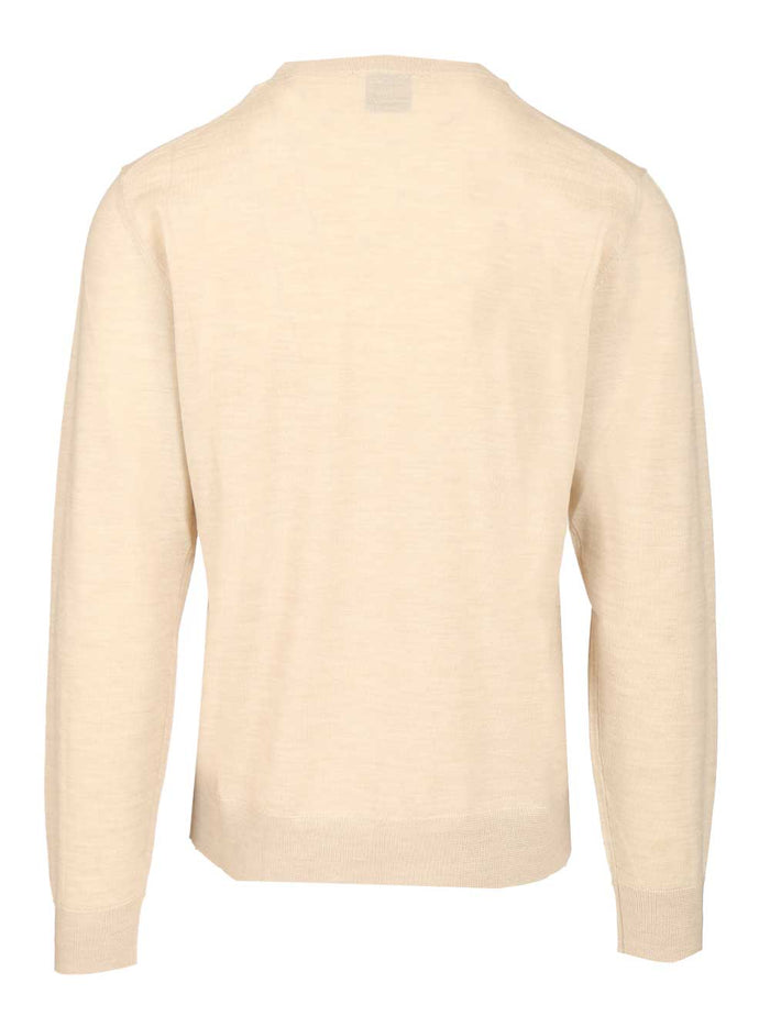 Crew Neck Sweater White Wo Plain