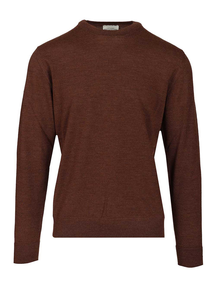 Crew Neck Sweater Brown Wo Plain