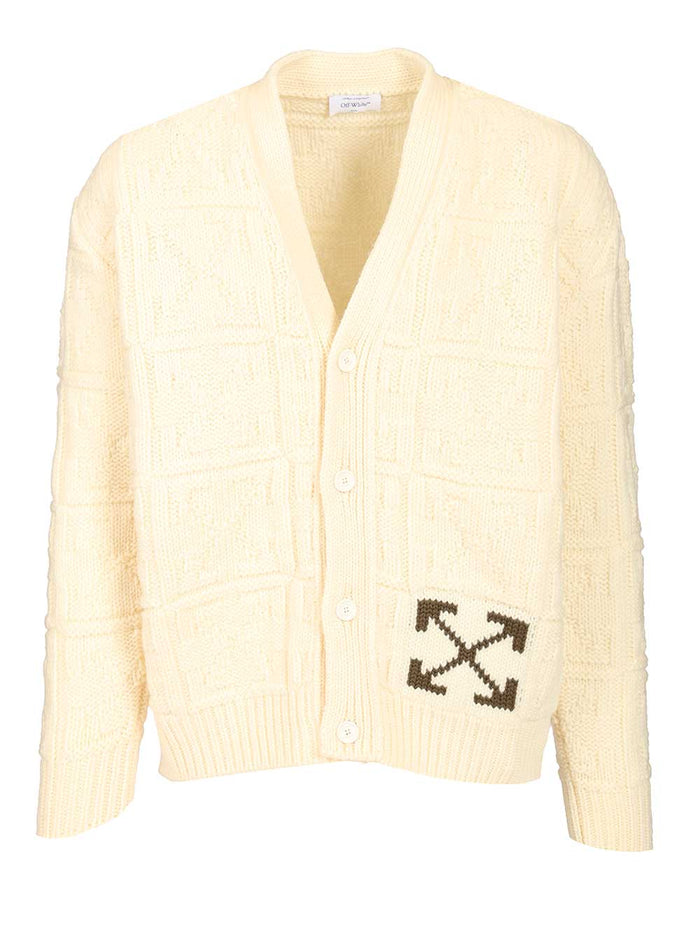 Arrow 3D wool cardigan Beige Knitwear