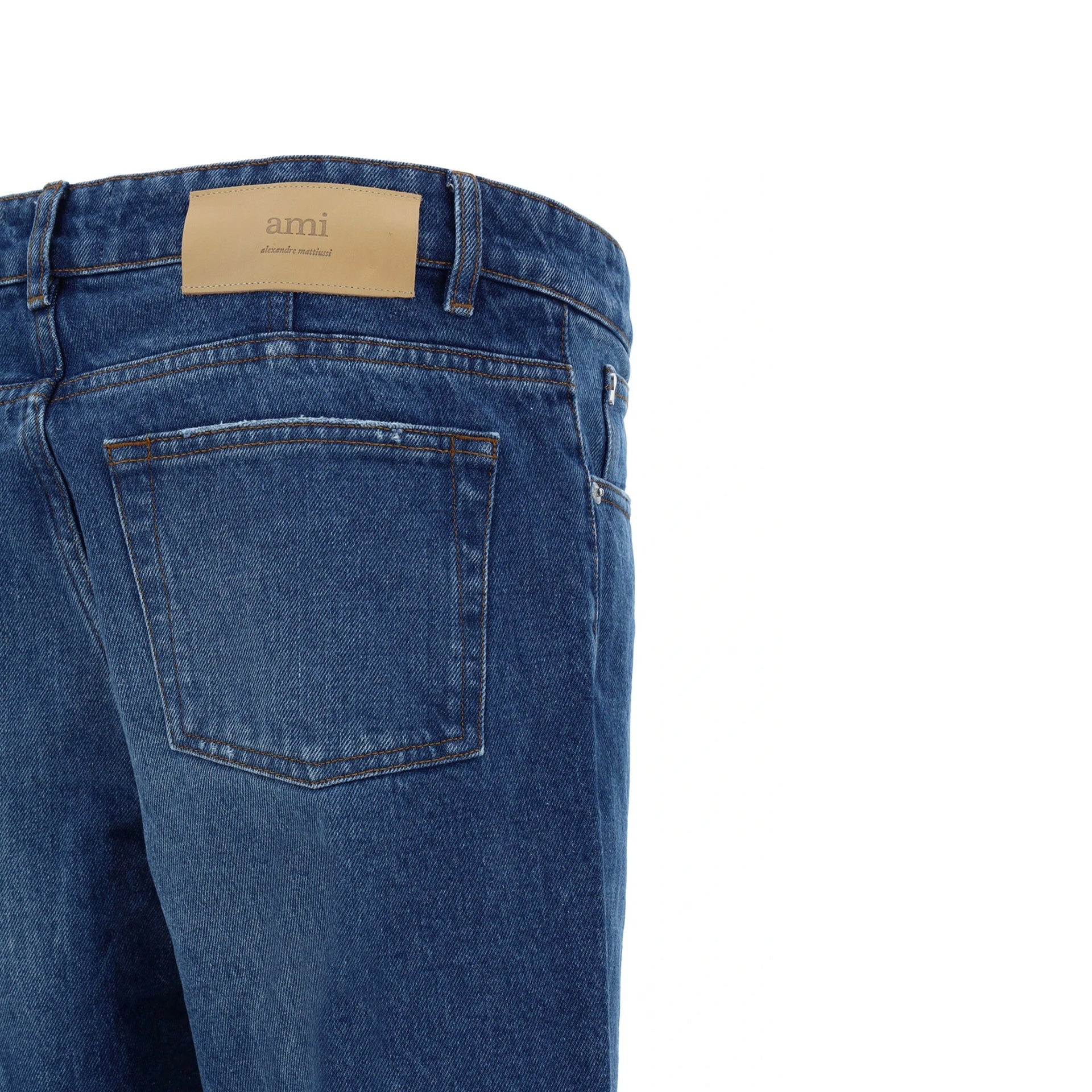 Ami Paris Tapered Fit Jeans Blue Cotton
