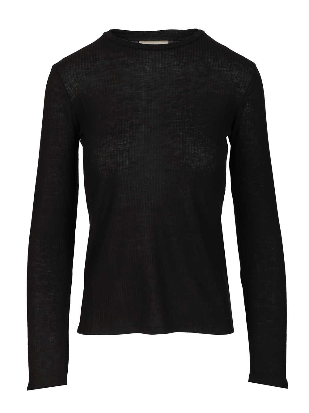 Ortigia Lds T-Shirt Black Vicose Wool Knitwear