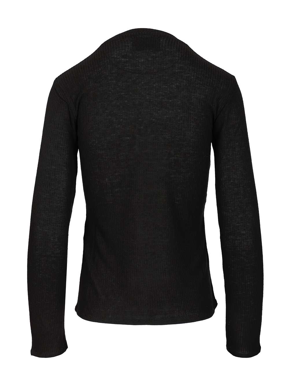 Ortigia Lds T-Shirt Black Vicose Wool Knitwear
