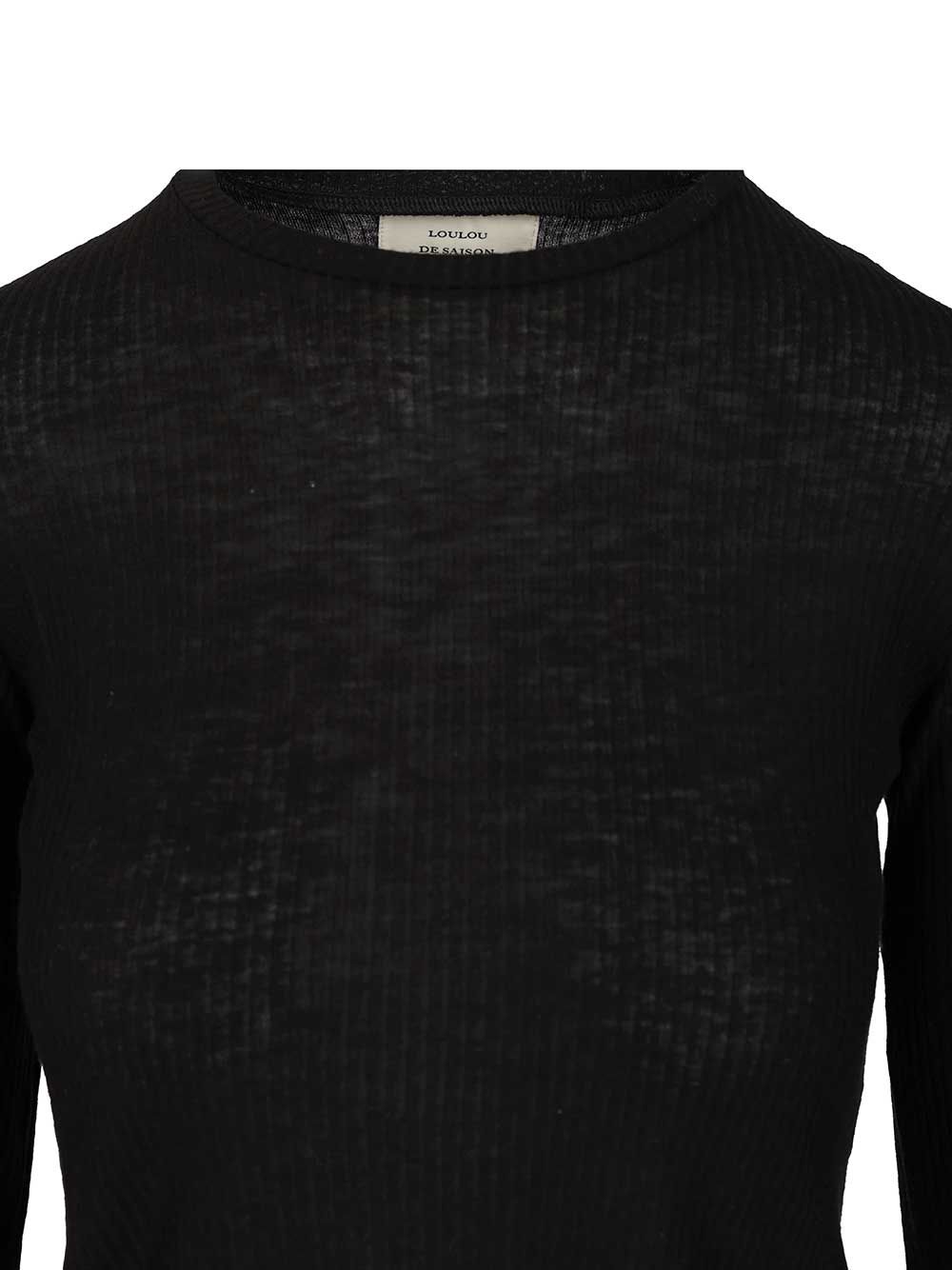 Ortigia Lds T-Shirt Black Vicose Wool Knitwear