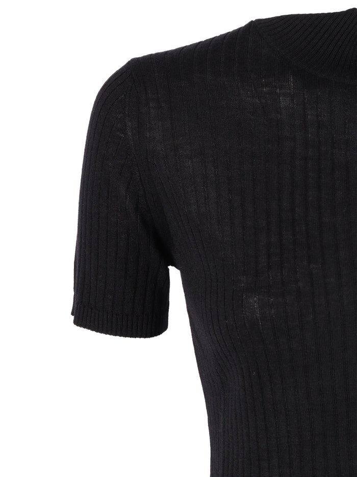 SWEATER Black Silk Wool Crewneck