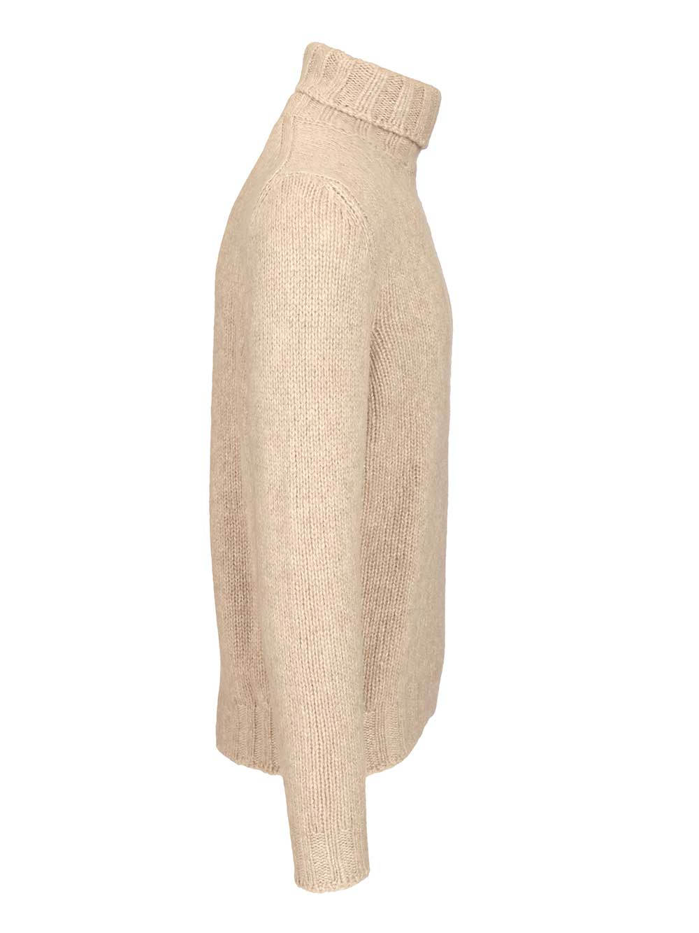 Turtleneck Sweater Beige Ws Silk