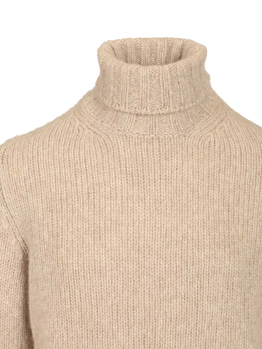 Turtleneck Sweater Beige Ws Silk