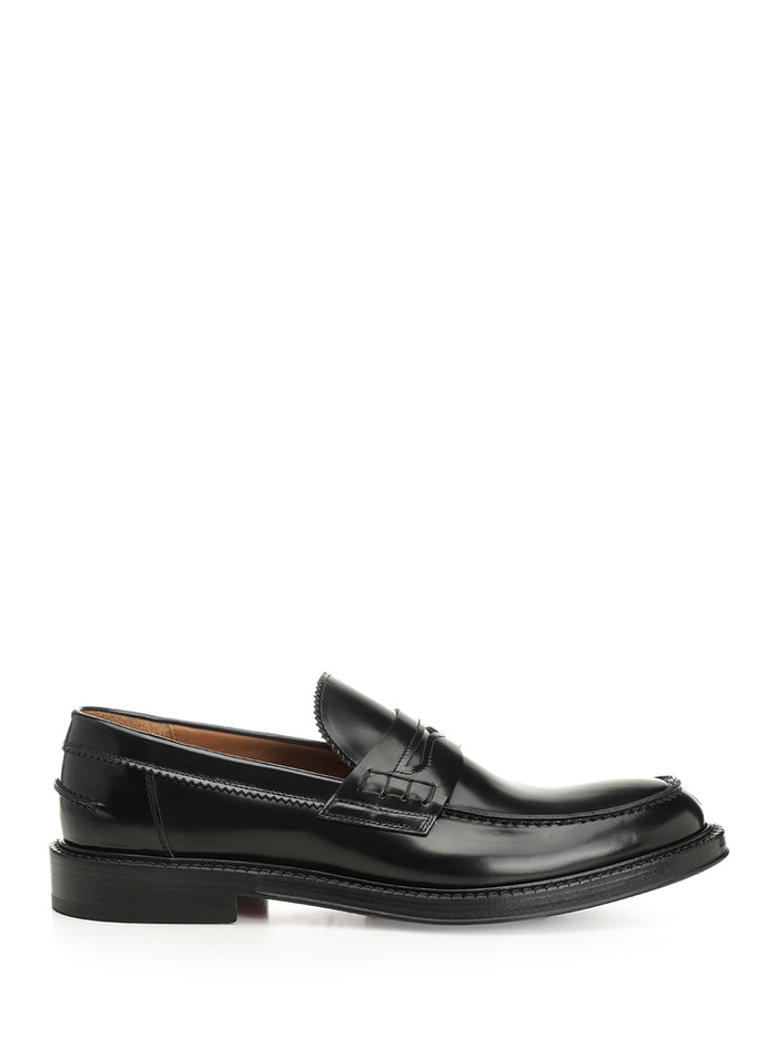 Black Brushed Leather Penny Loafer Calf Skin Loafers