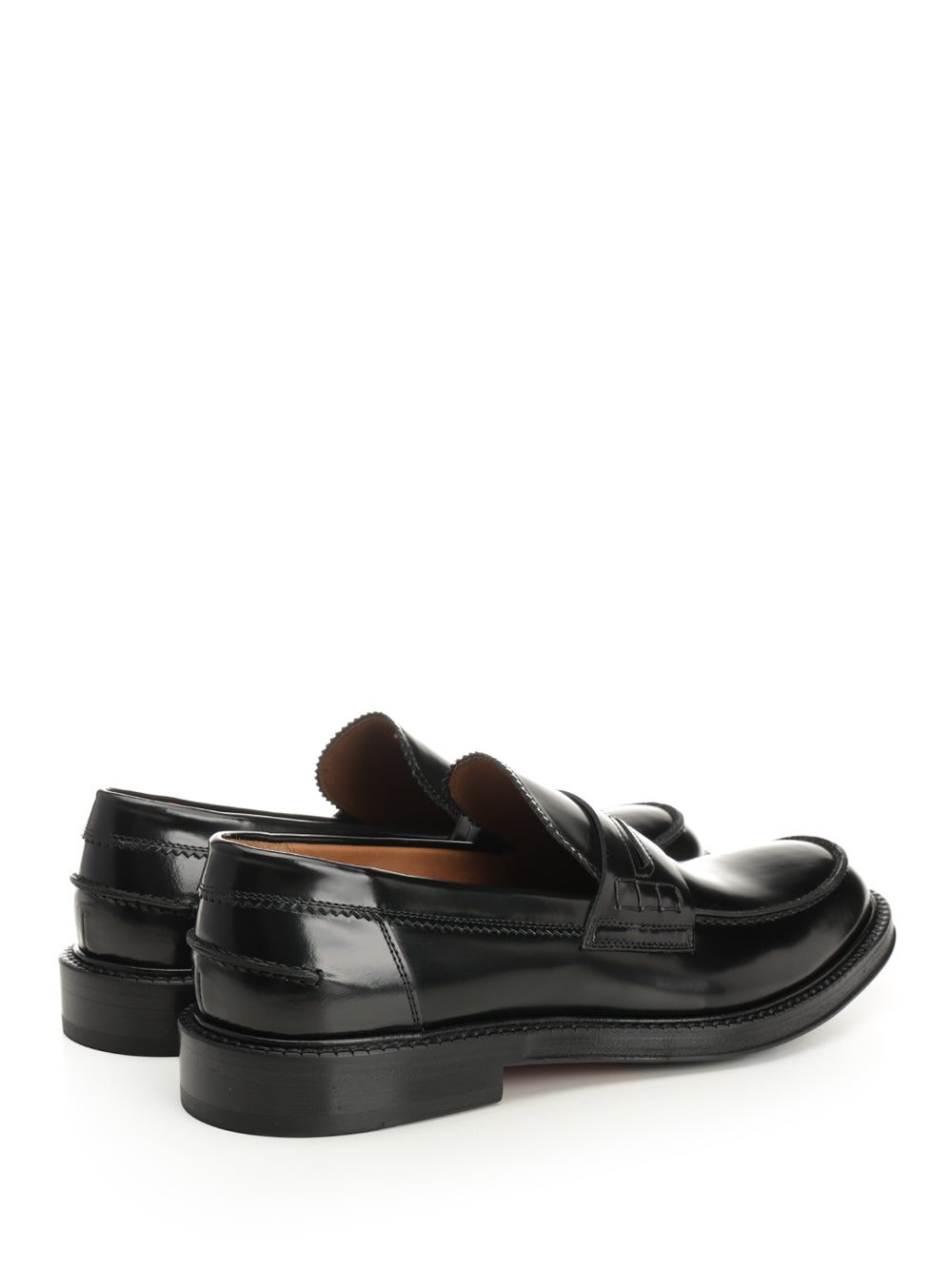 Black Brushed Leather Penny Loafer Calf Skin Loafers
