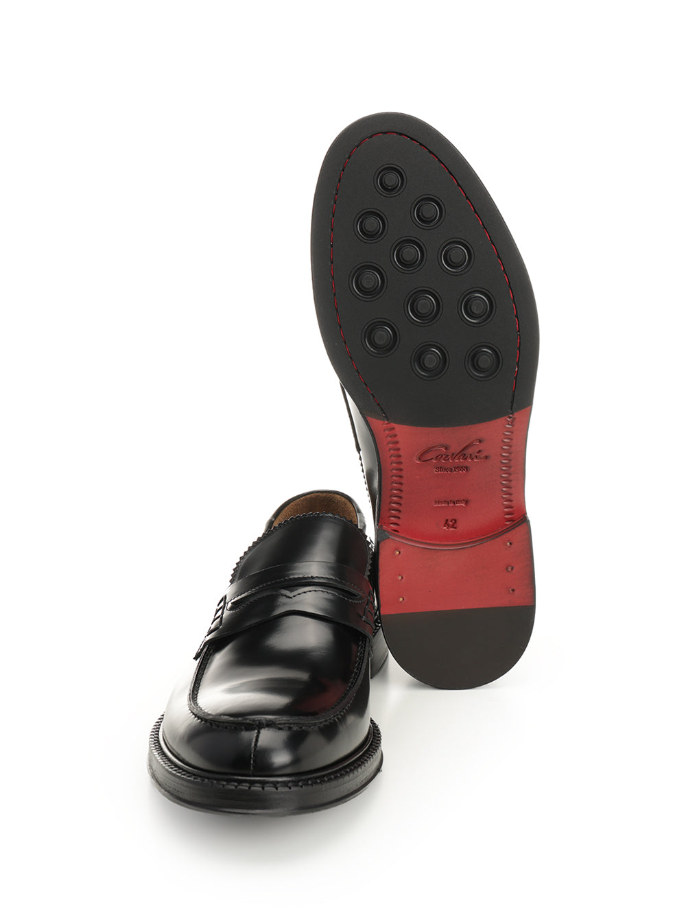 Black Brushed Leather Penny Loafer Calf Skin Loafers