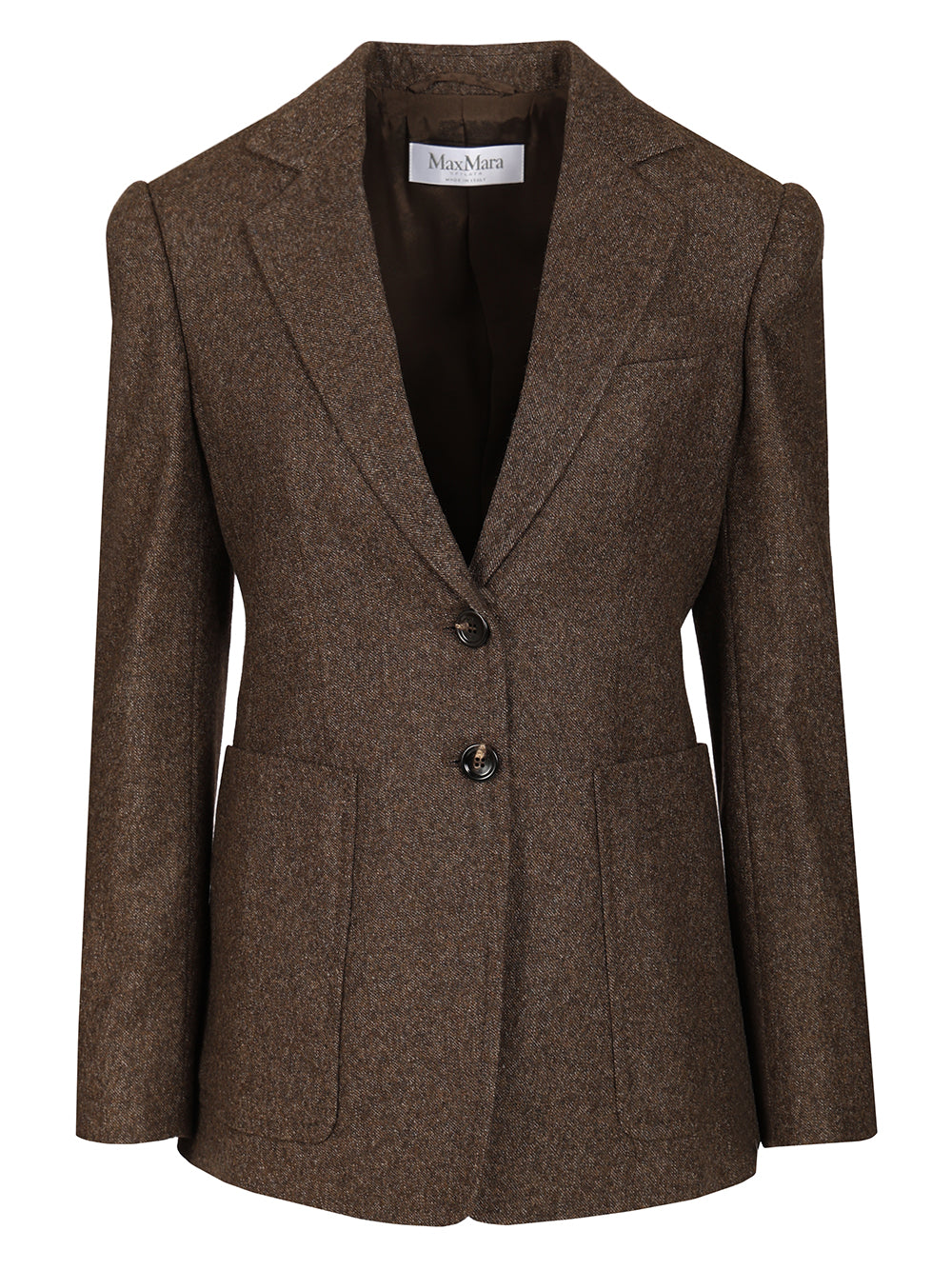 Wool Tweed Jacket Brown Virgin Ovis Aries