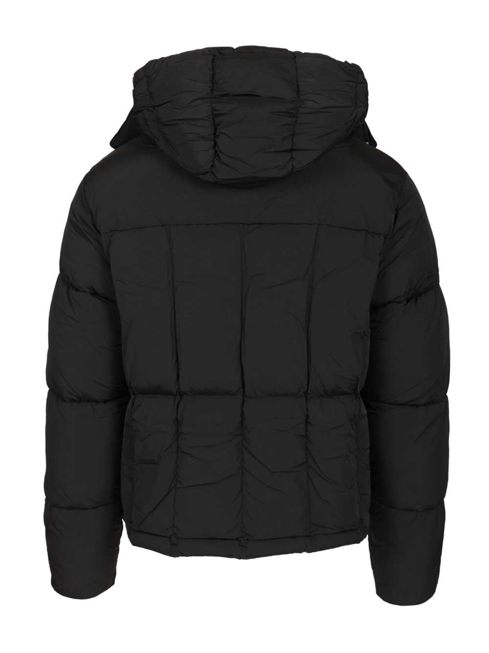 Down jacket with hood drawstring Black Polyamide Coat