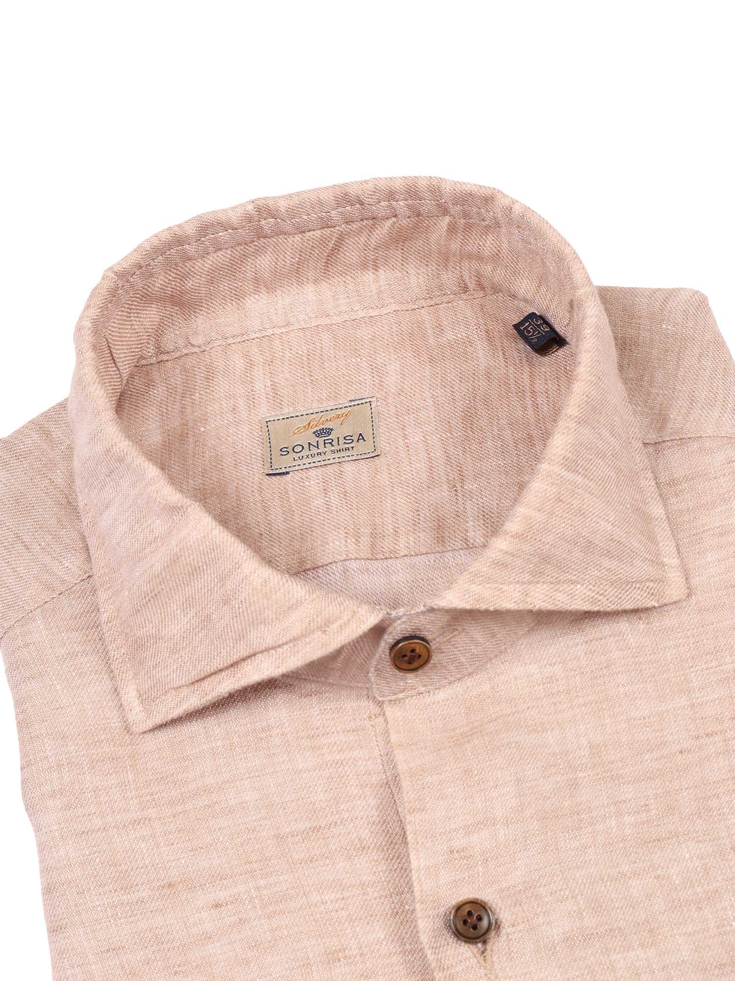 Mens Shirt Beige Cotton