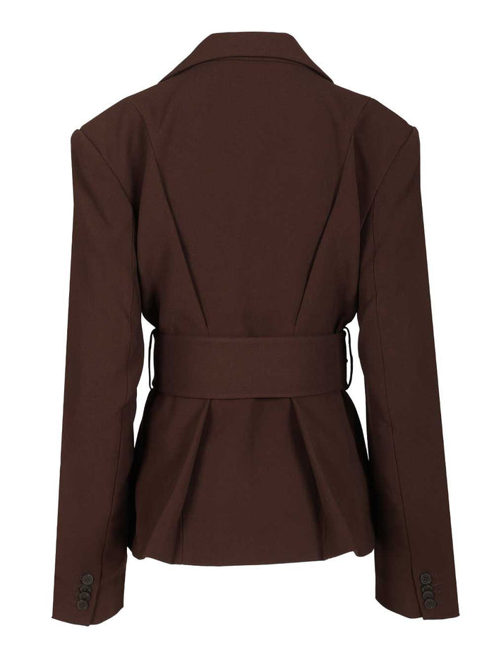 Belted blazer Brown Polyester (recycled) Jacket