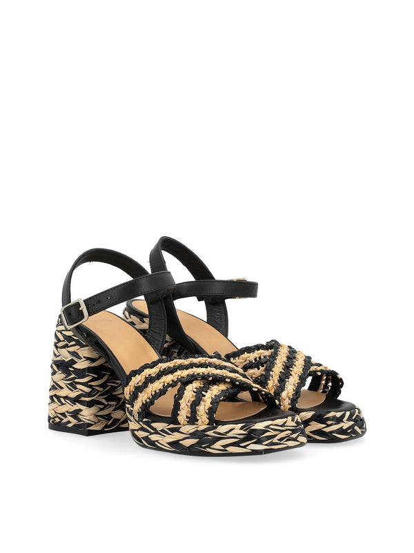 Castaner Rafia sandal in black