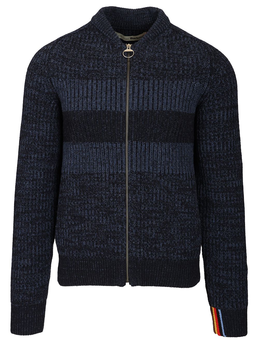 Knitted Bomber Jacket Blue Wool Knitwear