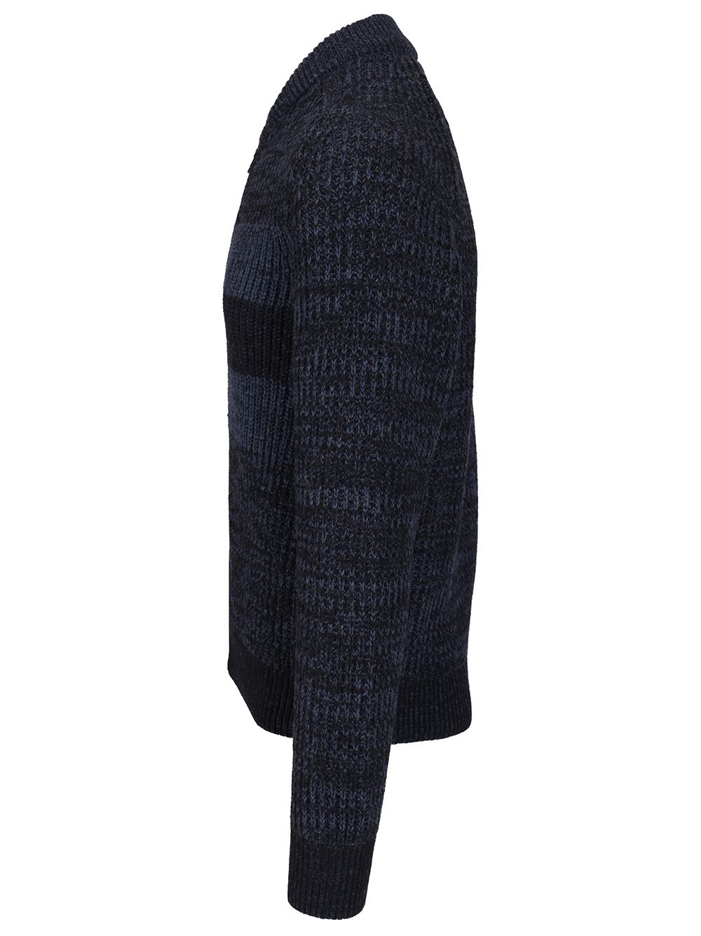Knitted Bomber Jacket Blue Wool Knitwear