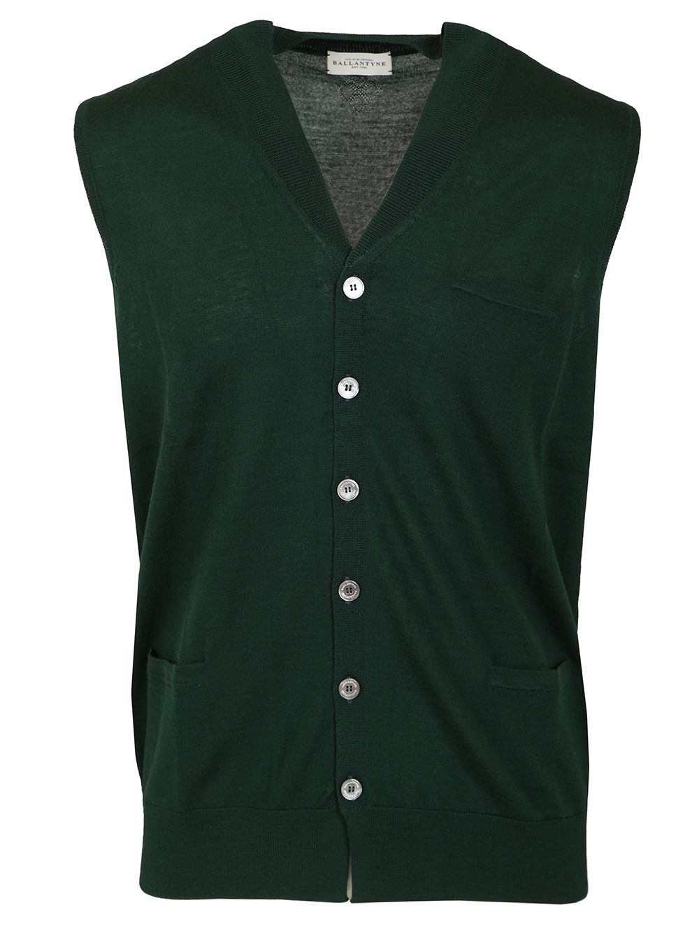 V-neck vest Green Wo Plain Jacket