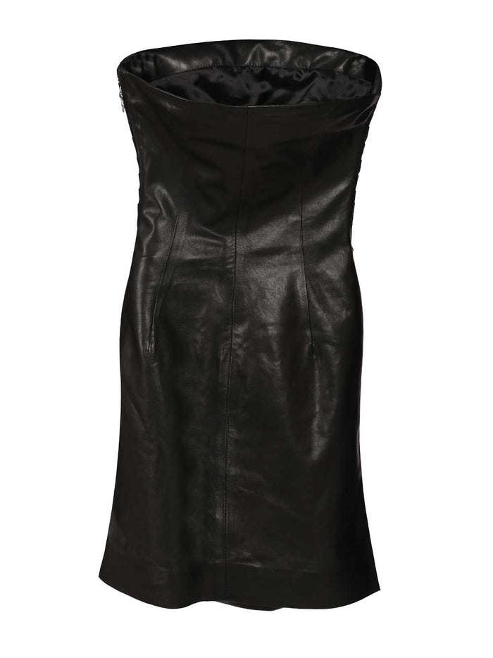 Leather Mini Dress Black Lamb