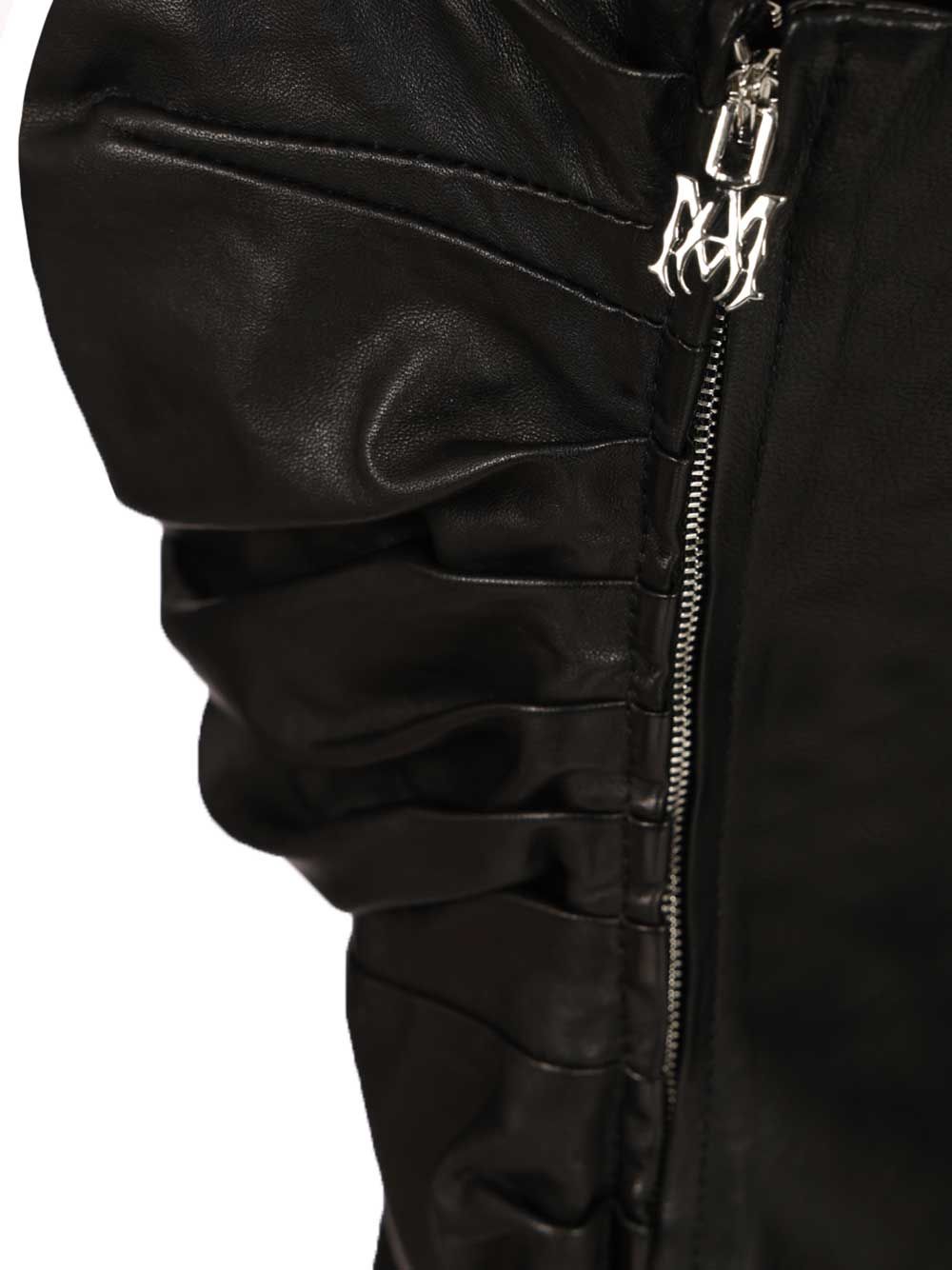 Leather Mini Dress Black Lamb