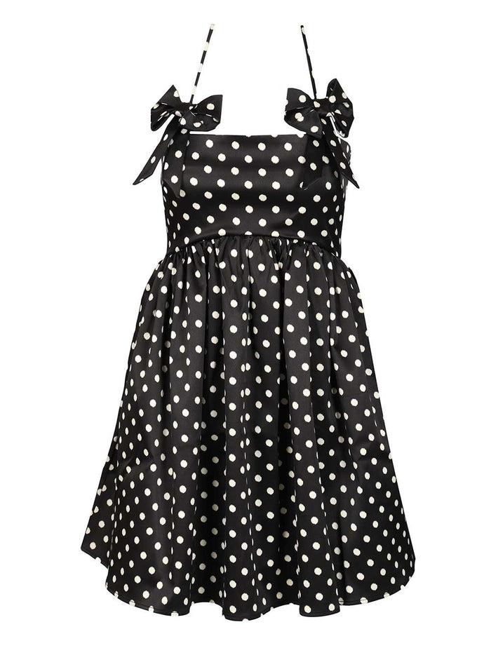 Polka dot mini dress Black Recycled Polyester