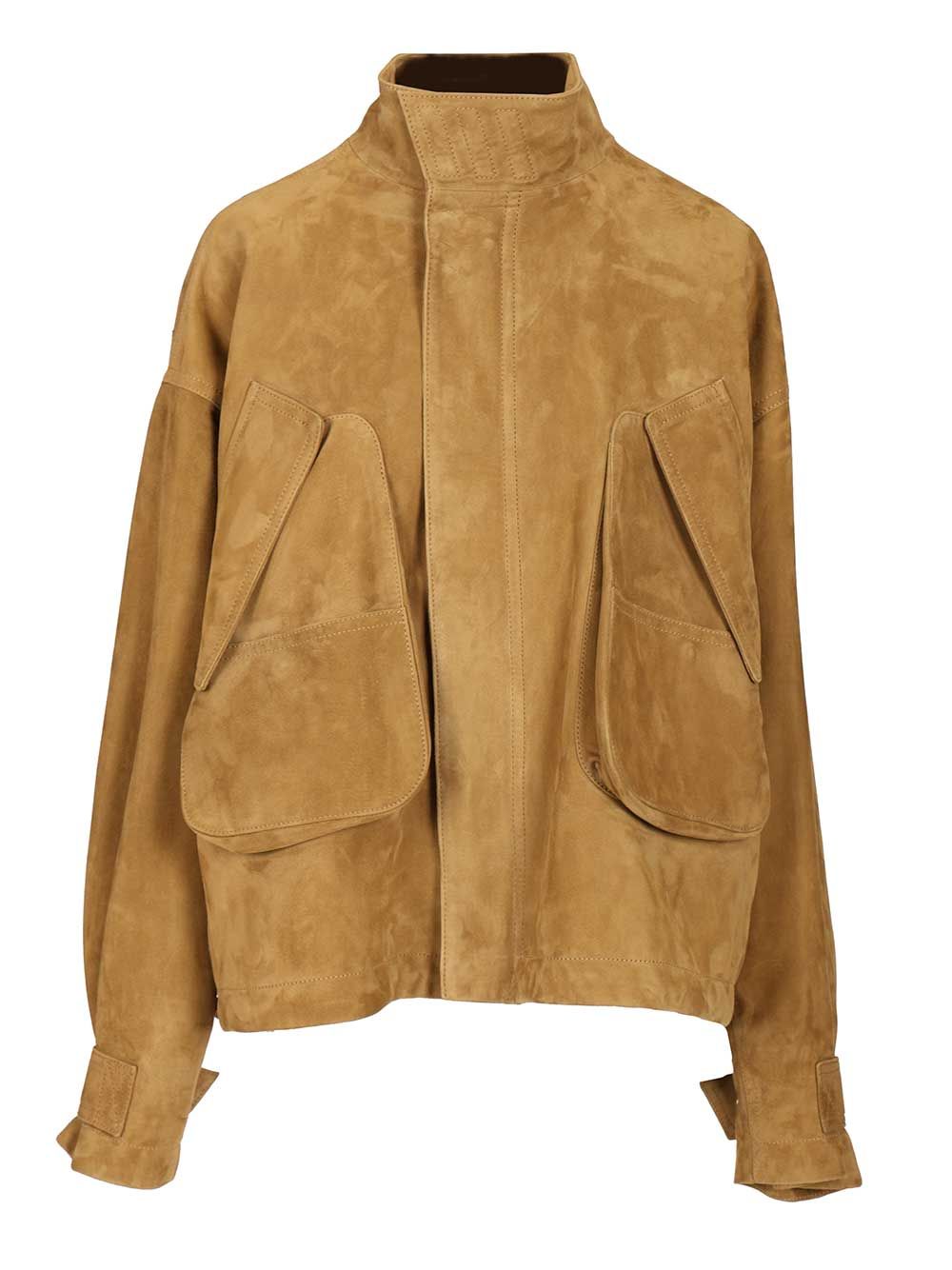 Leather bomber jacket Beige Main Material: Lamb